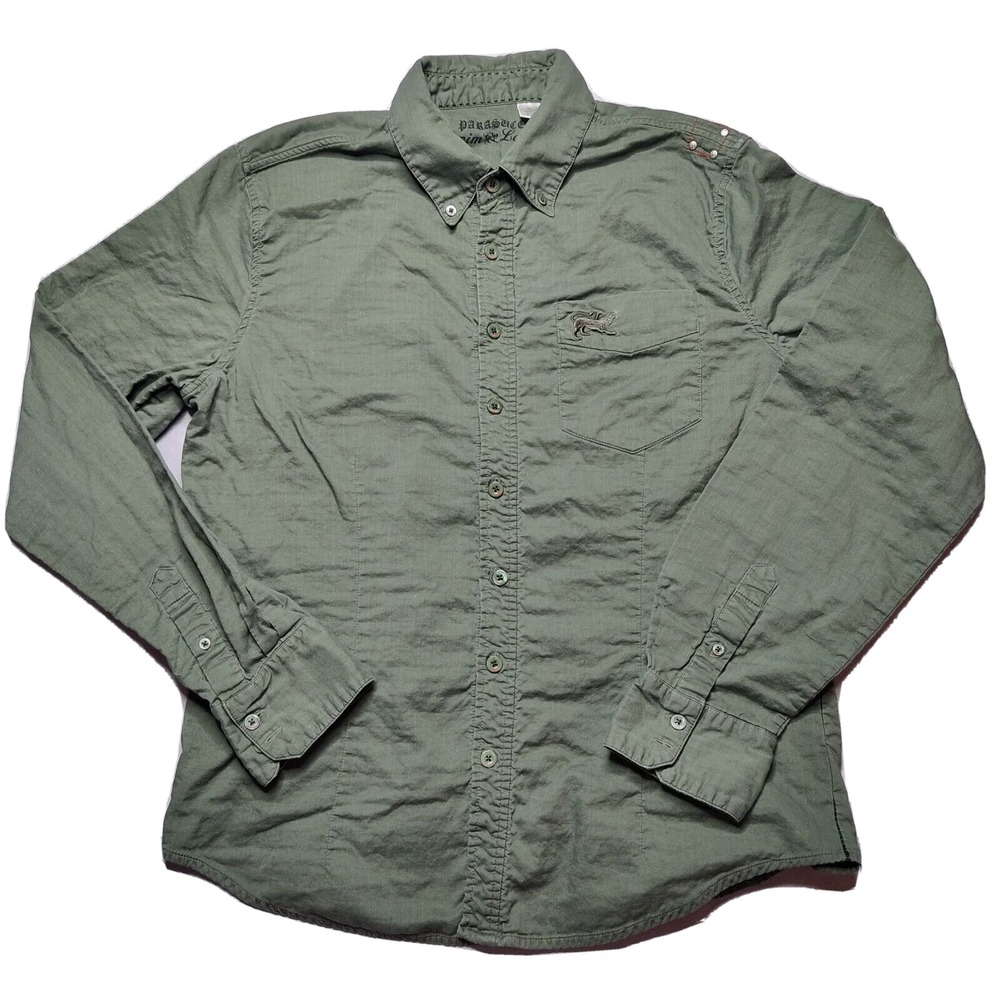 PARASUCO DENIM LEGEND Men XL Olive Green Cotton Long Sleeve Button Shirt